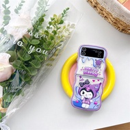 เคสโทรศัพท์การ์ตูน Kuromi Hello Kitty สำหรับ Samsung Galaxy Z Flip 4 3หยักหยิกนิ่มโปร่งใสฝาหลังกันกระแทกสำหรับ Samsung Galaxy ZFlip 4 3 Z Flip3 Flip4