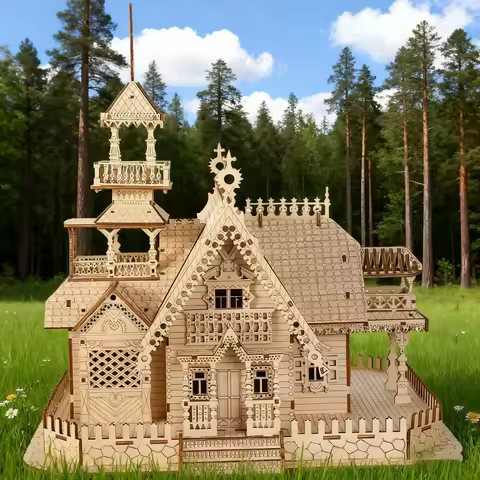 DIY Wooden Forest Villa 3D Puzzle House Model with Bell Tower