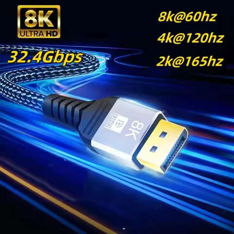 8K Display Port Cable 1.4 DP to DP Cable 8K@60Hz 4K@144Hz 2K@240Hz High Refresh Rate 240Hz For Gamin