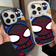 Cute Childhood Spider Man Phone Case Compatible for IPhone 7 8 Plus 11 13 12 14 15 Pro Max XR X XS Max SE 2020 Metal Frame Anti Drop Silicone Soft Case