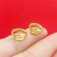 916 Gold Clip Earrings Subang Klip Emas 916/Three-Layer Circle Earrings gold 916