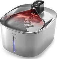 iPettie Runway Cordless Cat Water Fountain Stainless Steel, 1.1 Gal/135oz, Battery Operated Automati
