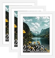 Picrit 22x28 Frame 3 Pack, White Poster Frame, Display Poster 18 x 24 with Mat or 22 x 28 Without Ma