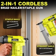 21V Cordless Nail Gun 2-in-1 Electric Brad Nailer Stapler Gun with 2 5.0Ah Battery Powered 1000pcs N