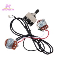 Guitar Wiring Harness Prewired Two Pickup 500K Pots 3-Way Toggle Switch Silver