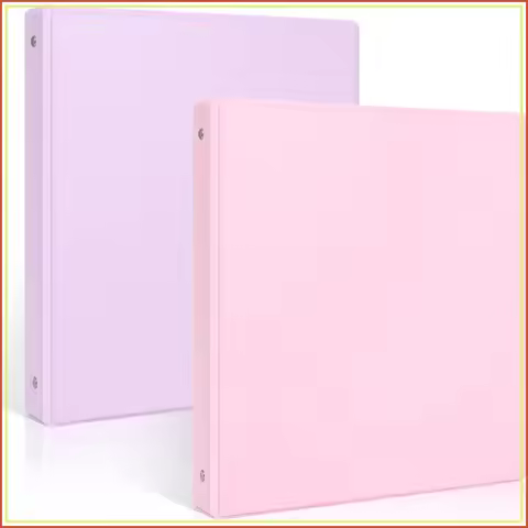 3 Ring Binder 2 Pack, 1 Inch Clear View Binders with 2 Interior Pockets, Round Ring Binder for Offic