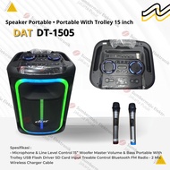 Speaker Portable karaoke 15 inch DAT DT 1505 X2 LED Free 2 Mic Wireless