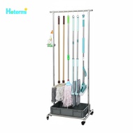 footful No-Drilling Required Broom and Mop Holder Rack Rust-Resistant Stainless Steel Broom Stand Sp