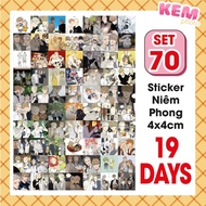 SET of 70 Boylove 19 Days sealed stickers - Cut out - 4x4cm stickers with cute 19 Days image, just p