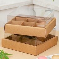 Internet Celebrity Hot Pot Grilled Kraft Paper Jiugongge to-Go Box Disposable Plaid Transparent Takeaway Kraft Paper Packing Box