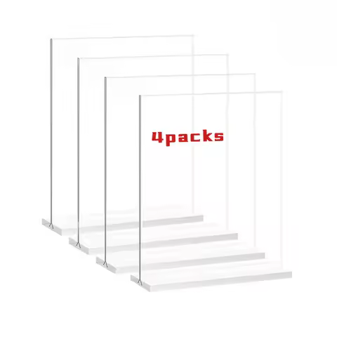 4 Pieces A5 148x210mm Clear Table Acrylic Sign Holder Stand Plastic Picture Paper Card Flyer Holder 