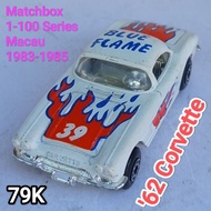 Diecast Vintage Matchbox Hong Kong 1962 Corvette Loose