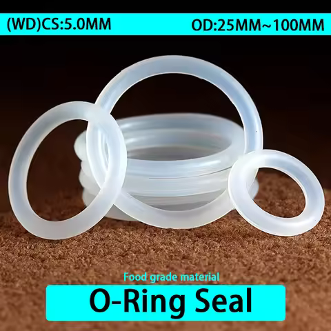CS 5mm VMQ O-ring Silicone Rings White Silicone Sealing Ring Food Grade Rubber Insulate Shape Seal O