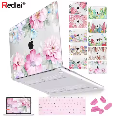 Flower Print Laptop Case For MacBook 2025 M4 Pro 14 16 M3 A3184 Air 13 A2681 M2 2020 A2237 A2179 Pro