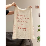 92152 Apricot Letter Printing Slightly Transparent Thin Loose Top