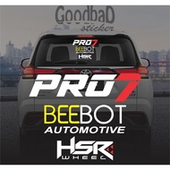 PRO 7 CAR WINDOW CUTTING STICKER SET, BEEBOT. HSR HSR HSR