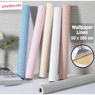 (Baru) Wallpaper LINEN 1 Roll | Stiker Wallpaper Dinding | Dekorasi