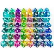 DND dice RPG dice Acrylic dice Multilple colours Starlight effect 7 dice set Retro font style for Bo