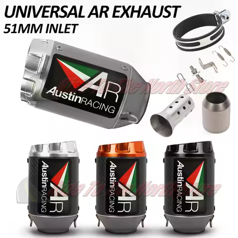 AR austinracing Exhaust Pipe For GP1R CB300R CBR1000 MT07/09 S1000RR 51mm R3 R6 ZX4R/6R/10R Z400/750