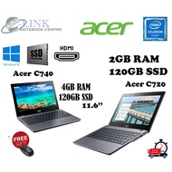 ( Termurah Acer C720 / C740 / C720 Touch Windows 10 Laptop )Intel Celeron 32GB / 128GB / 256GB SSD /