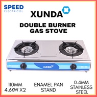 XUNDA DOUBLE BURNER GAS STOVE 2-5128 GAS COOKER 煤气炉 DAPUR GAS STAINLESS STEEL