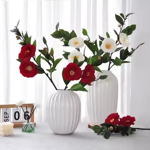 DIA 9CM Camellia Artificial Chinese Zen Tea Room Flower Arrangement Home Decoration Living Room Dini