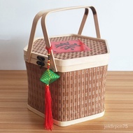 Bamboo Woven Portable Hexagonal Bamboo Basket Packaging Zongzi Fruit Moon Cake Local Specialty Gift Box Agricultural Pro