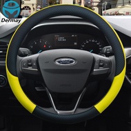 100 DERMAY Brand Leather Car Steering Wheel Cover Anti-slip for Ford Focus 2 3 MK1 MK2 MK3 Auto Interior Accessories