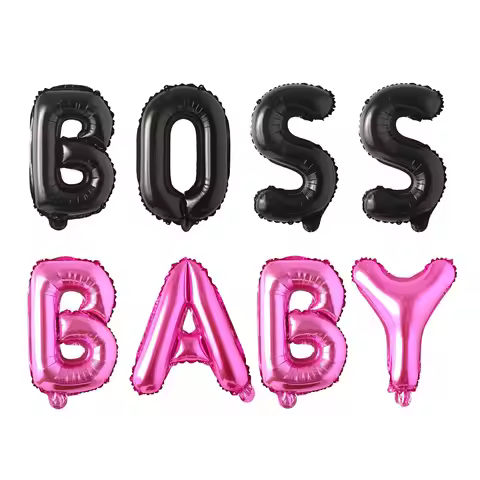 1Set Boss Party Decorations Rose Black Baby Letter Balloon Banner Boy Birthday Decor the of House Ba