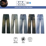 Men's Wide Leg Jeans in Washed Color, Beautiful Form, Thick Denim, Retro Style Code QX01