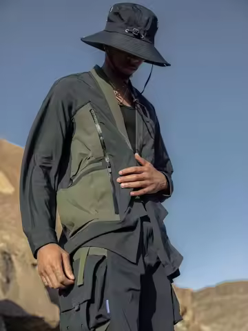 REINDEE LUSION 22SS 3D GEOMETRIC WATERPROOF KIMONO COAT MEN'S FASHION CYBERPUNK LIGHTWEIGHT JACKET d