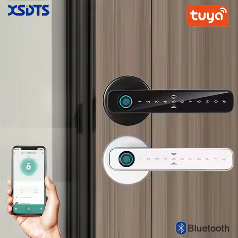 XSDTS Smart Door Lock Handle Tuya Fingerprint Key card Digital Door Lock Keypad Key Entry electronic