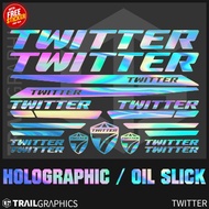 TWITTER Holographic / Oil Slick Sticker Decal Vinyl for Mountain Bike/Road Bike
