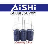 680uF 50V capacitor 680uF/50V 680uF/50Volt Size 13.0x20.0 mm Quantity 3 Pieces