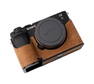 Iborrys - Camera Specialized Genuine Leather Half Case for Sony A7C Mark II A7C2 A7CR Alpha 7C II 7C