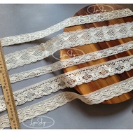 LyNa- [Collection3] (5 meter cord) Cream-colored cotton lace trim, 1cm to 8cm