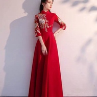 High-End Stage Performance Etiquette Welcome Dress Student Award Chorus Costume Red Outer Marriage B
