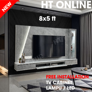 HT ONLINE 8ft Modern TV Cabinet Fluted Panel Tv Cabinet Wall Mounted Tv Cabinet Hall Cabinet Hanging