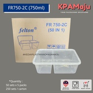 [250sets/carton] FR750-2C (750ml) - Rectangle PP Container, Microwave Safe PP Container with Lid, Fe