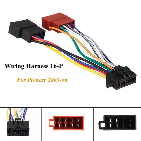 16 Pin Car Stereo Radio Player ISO Wiring Harness Connector for Pioneer 2003-on