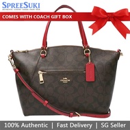 Coach Handbag In Gift Box Crossbody Bag Prairie Satchel In Signature Canvas Brown Red # F79998