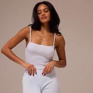 Straight Cut Pointelle Picot Trim Bodysuit Spring  Cosy Cute Daily Girly Lounge Essential Casual Sum