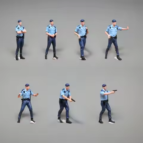 Miniature Police Model Urban Scene Decoration 1:64 Hong Kong Police Patrol Action Figures Sand Table