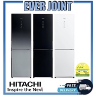 (FREE GIFT) Hitachi R-BG415P6MSX Bottom Freezer 2 Door Fridge + FREE VACUUM CONTAINER SET