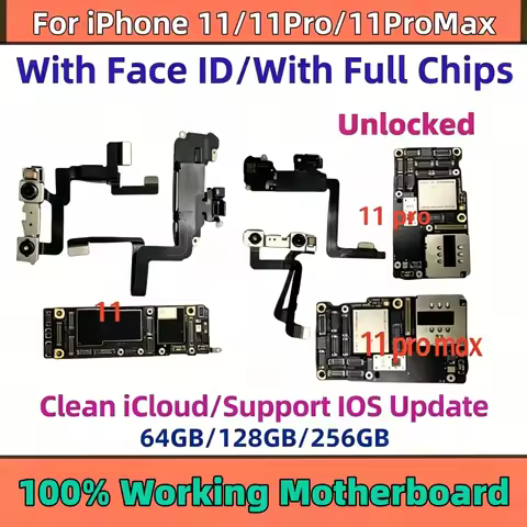 100% Working Unlocked Motherboard For iPhone 11/11Pro/11Pro max with/NO Face ID Mainboard Support iO