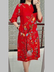 DRESS BATIK PANJANG MODEL KEKINIAN 2023 BAJU PESTA MODERN KOMBINASI SAKU KANAN UKURAN JUMBO LD 130
