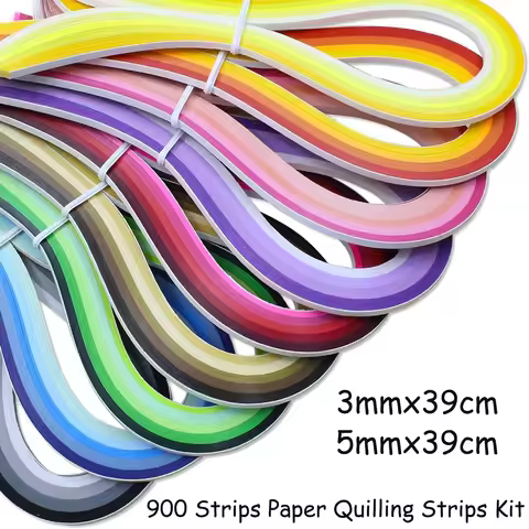 900 Strips Quilling Paper Set 39cm Mixed Color DIY Decoration Gift Gradient Craft Paper 3/5mm Origam