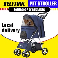 Pet Trolley / Pets Stroller / Cat Stroller Dog StrollerFour-wheeled pet trolley Double-deck portable cat and dog trolley