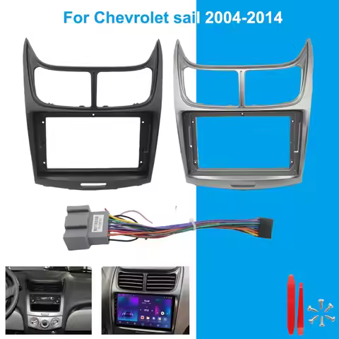 For Chevrolet Sail 2004-2014 9 Inch 2 Din Car Stereo Fascia Frame Dash Panel with Power Cable