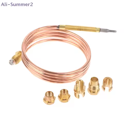 {Summer2} 90cm 3.0mV Gas Stove Thermocouple With 5 Nuts Heating Gas Burner Replacement Thermocouple 